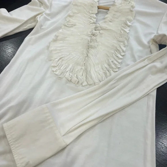 BCBGMaxAzria White Ruffled Top - Picture 4 of 4